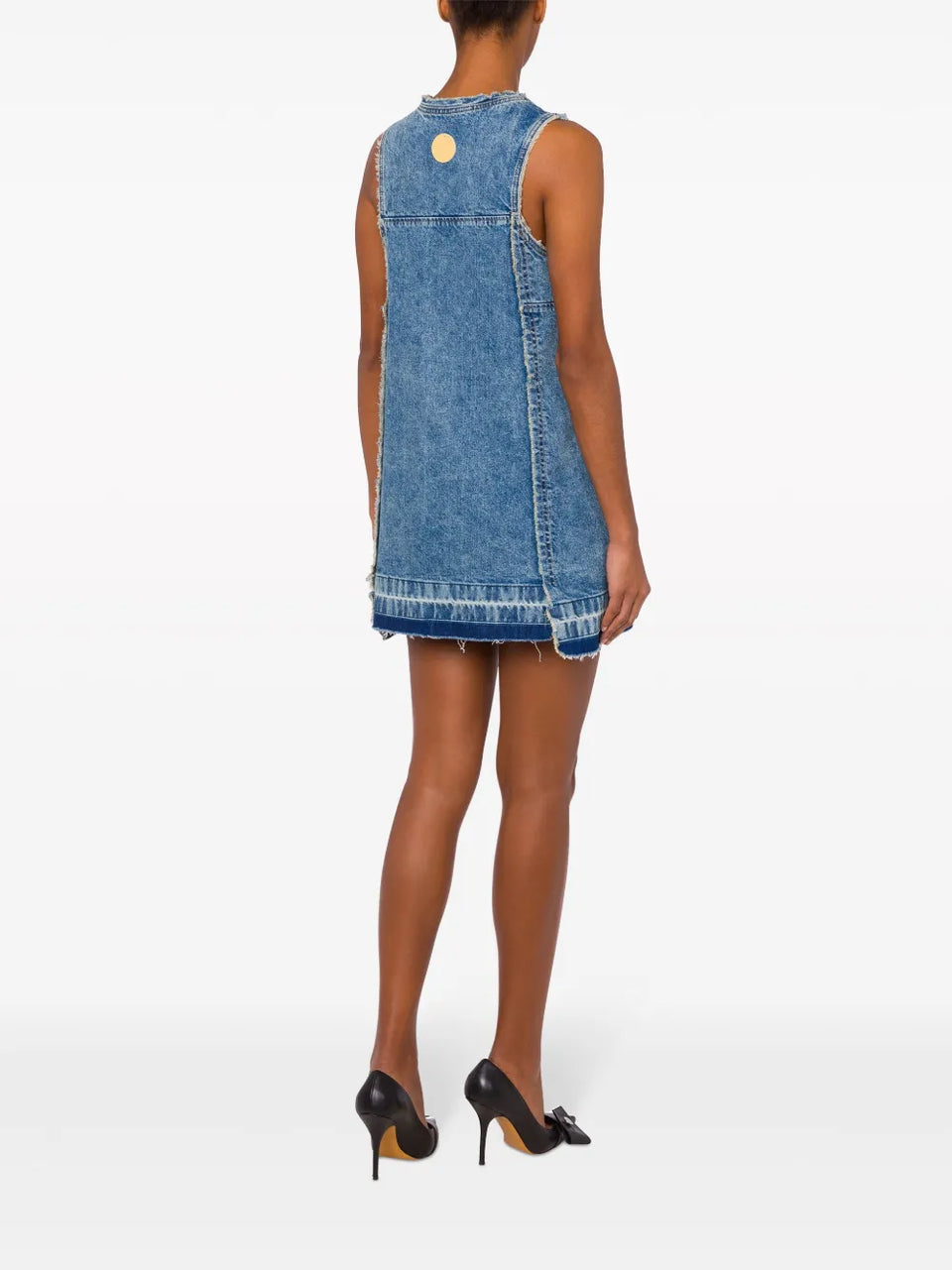 appliquéd denim minidress