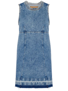 appliquéd denim minidress