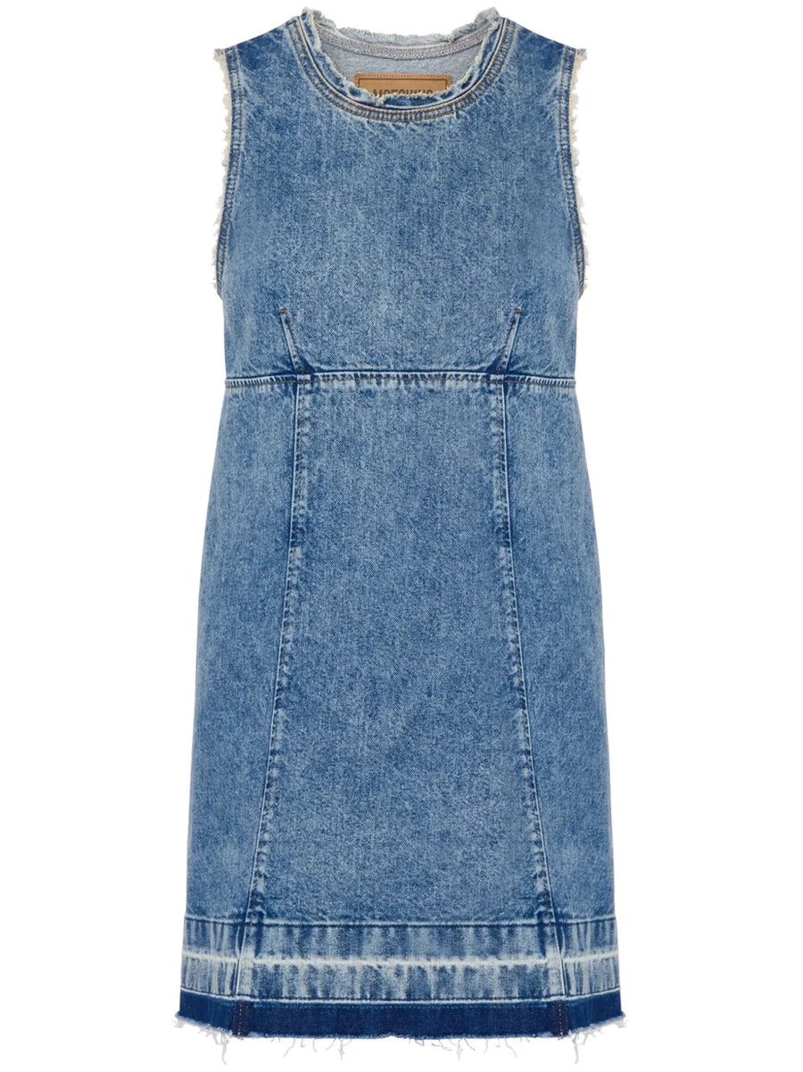 appliquéd denim minidress