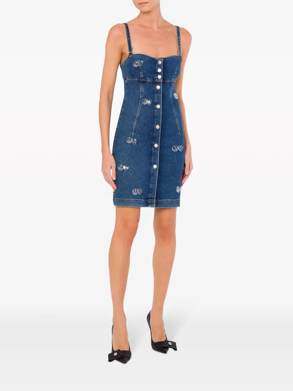 appliquéd denim minidress