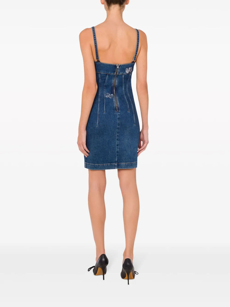 appliquéd denim minidress