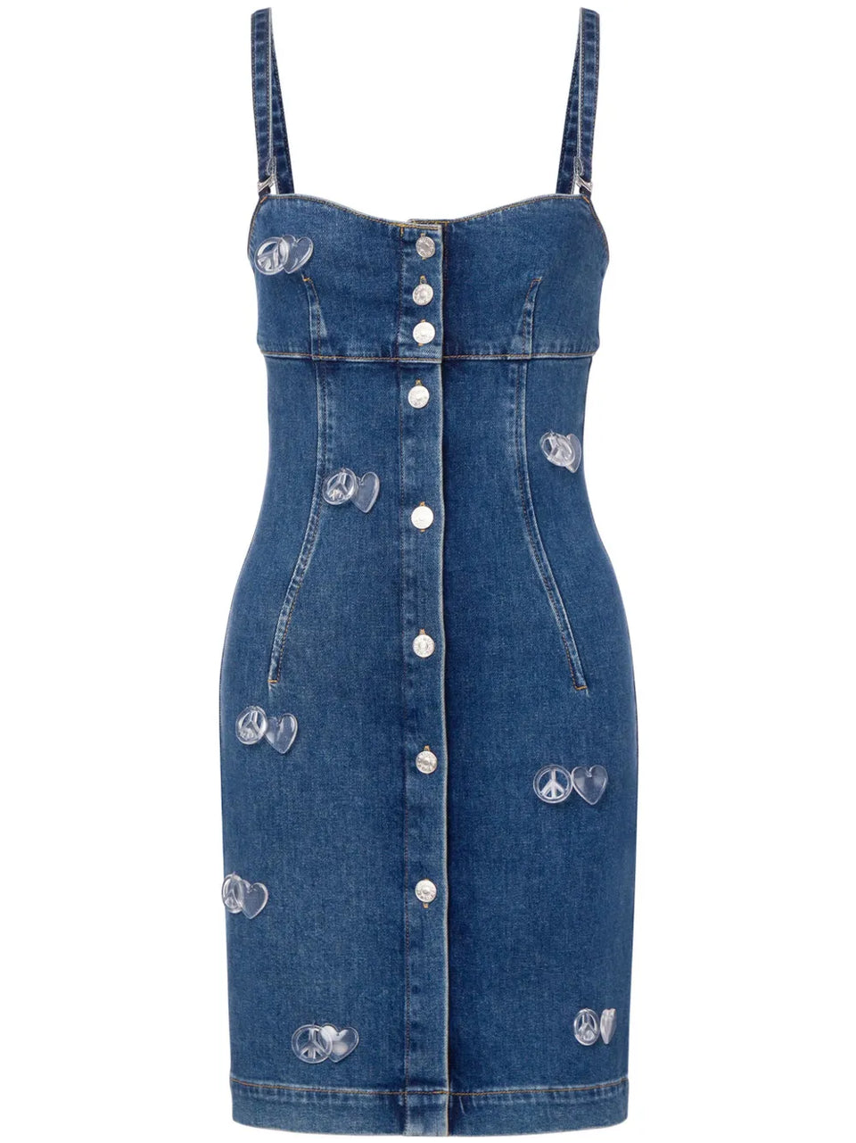 appliquéd denim minidress