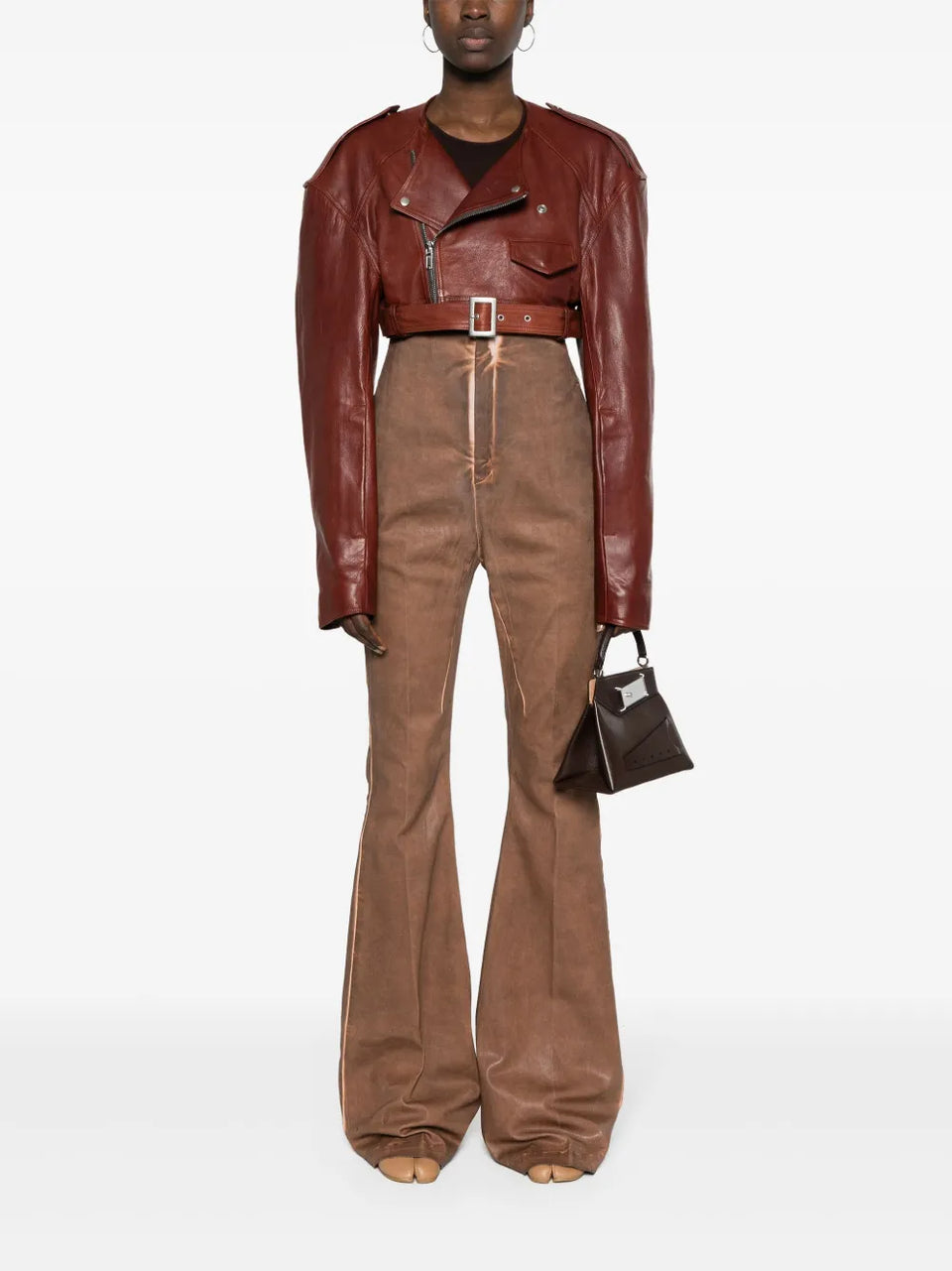 Micro Biker cropped leather jacket