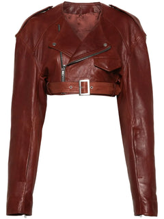 Micro Biker cropped leather jacket
