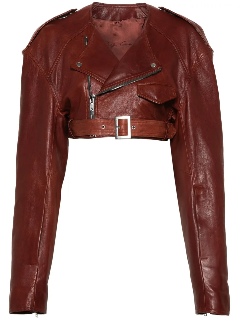 Micro Biker cropped leather jacket