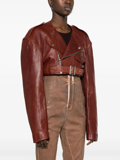 Micro Biker cropped leather jacket