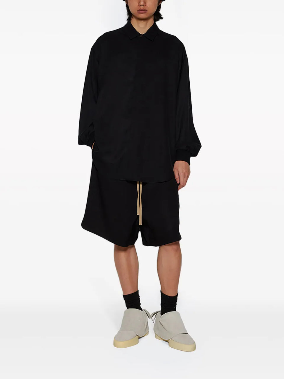 layered drop-shoulder shirt