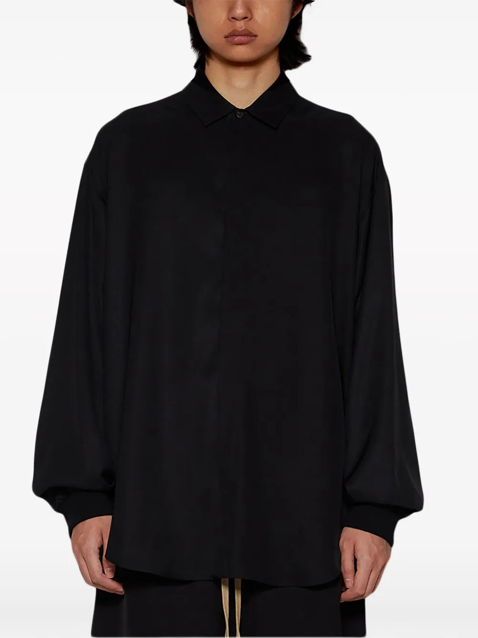 layered drop-shoulder shirt
