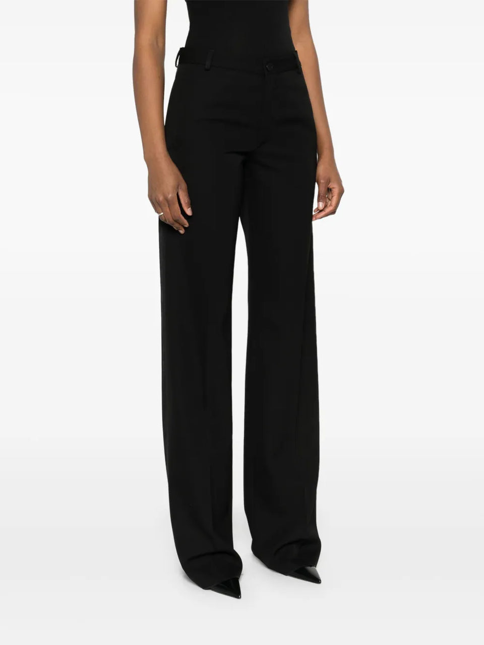 straight-leg tailored wool trousers