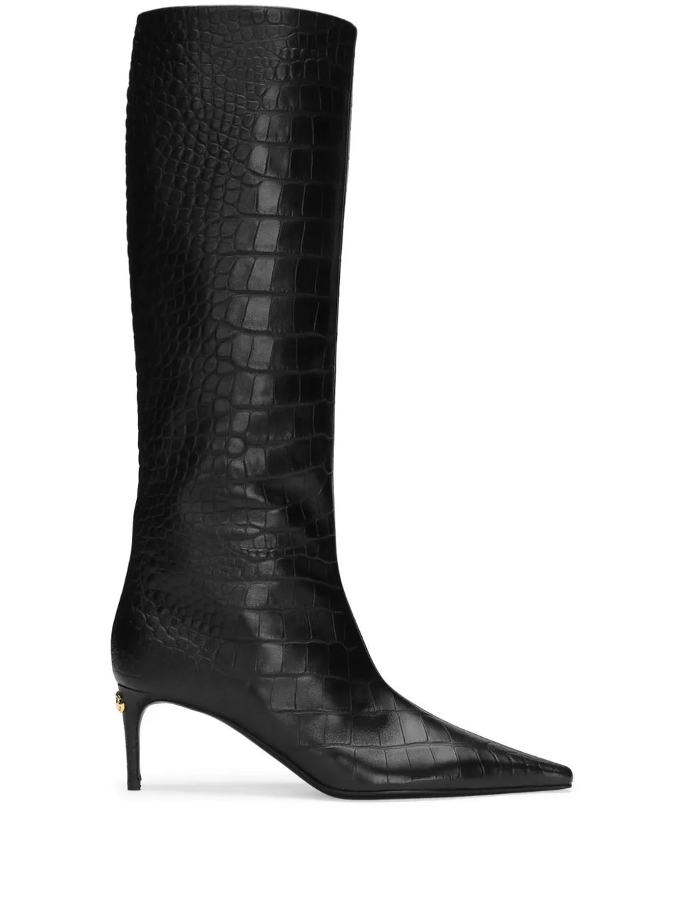 crocodile-embossed leather boots