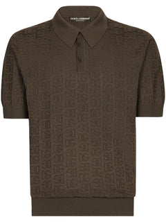 monogram-jacquard silk polo shirt