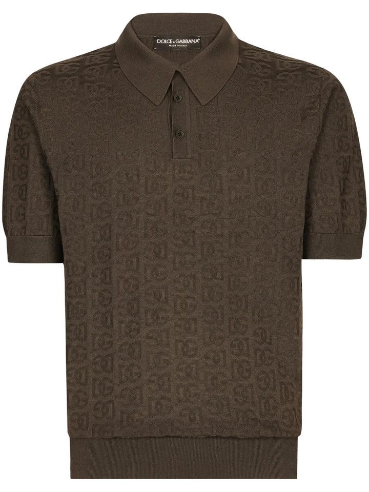 monogram-jacquard silk polo shirt