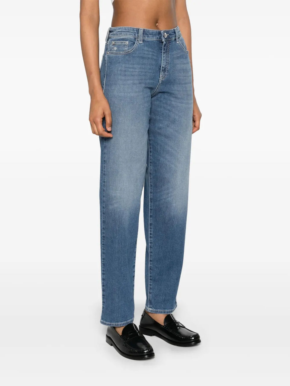 mid-rise slim-cut jeans