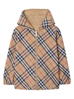 reversible check-pattern cotton jacket