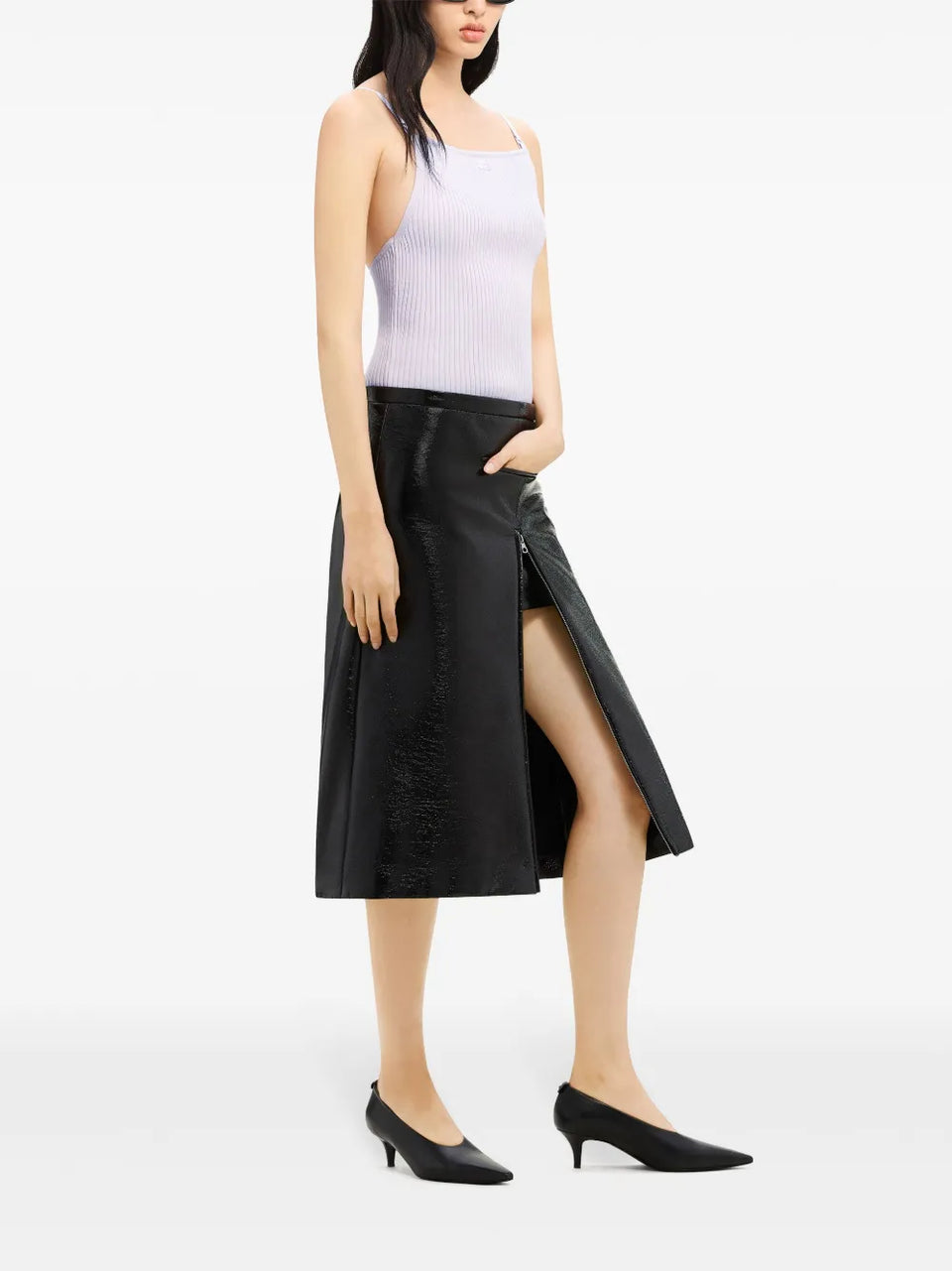 logo-embroidered ribbed tank top