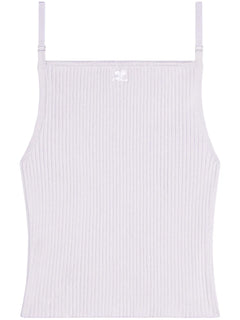 logo-embroidered ribbed tank top
