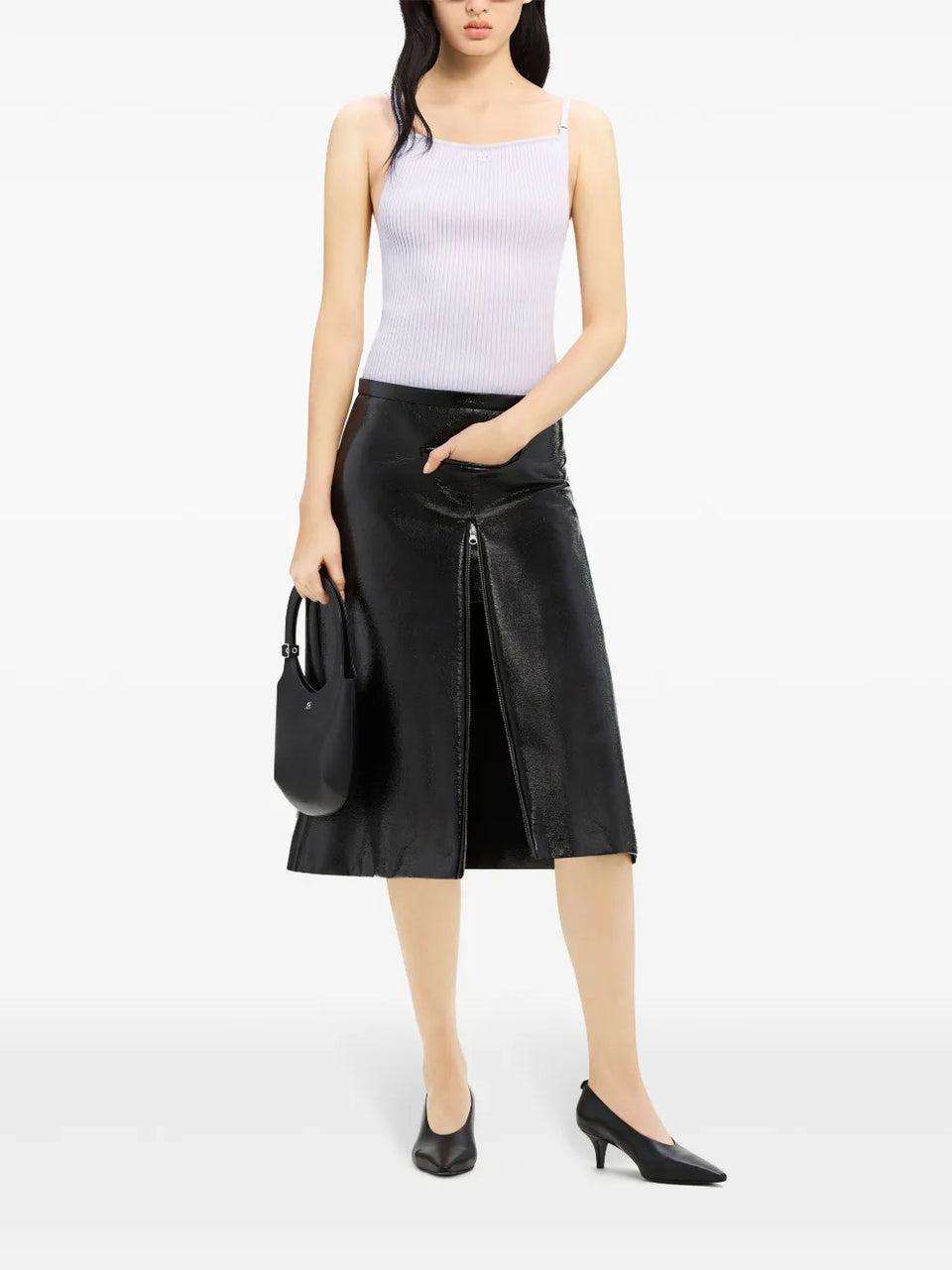 logo-embroidered ribbed tank top