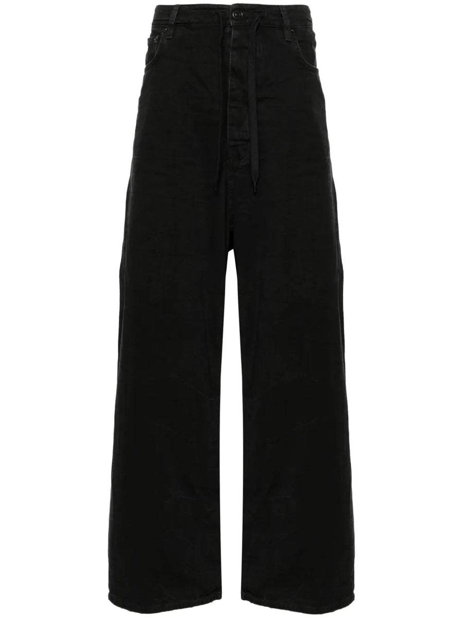 drawstring wide-leg jeans