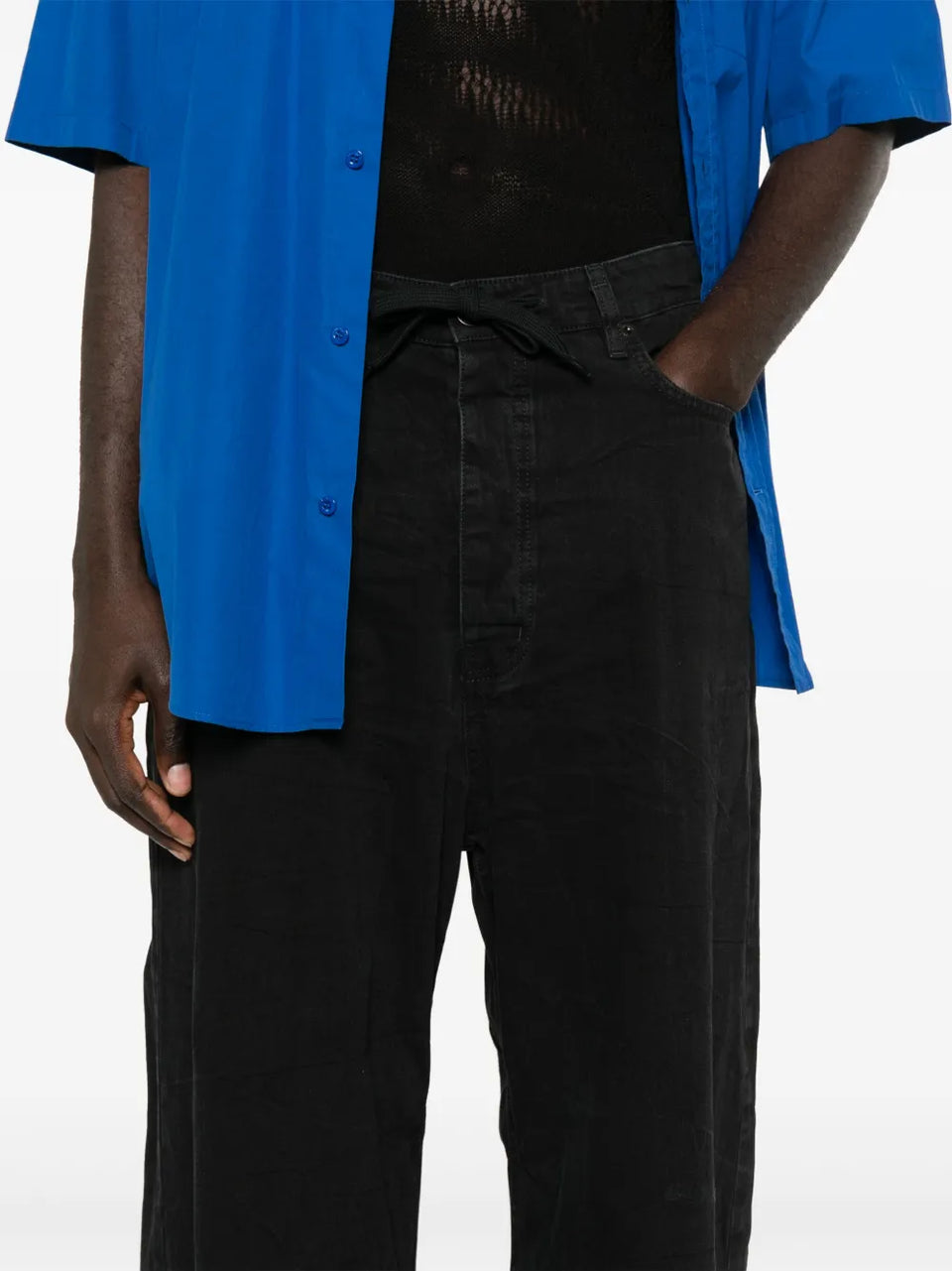 drawstring wide-leg jeans