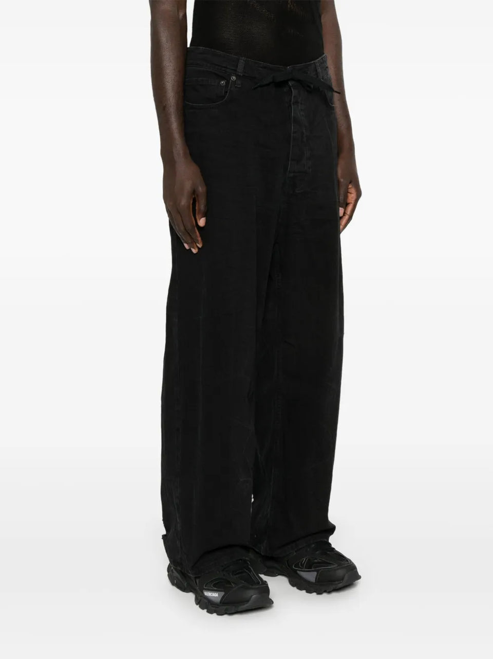 drawstring wide-leg jeans