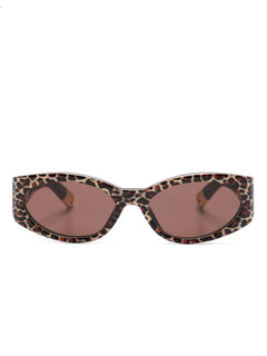 leopard-print oval-frame sunglasses