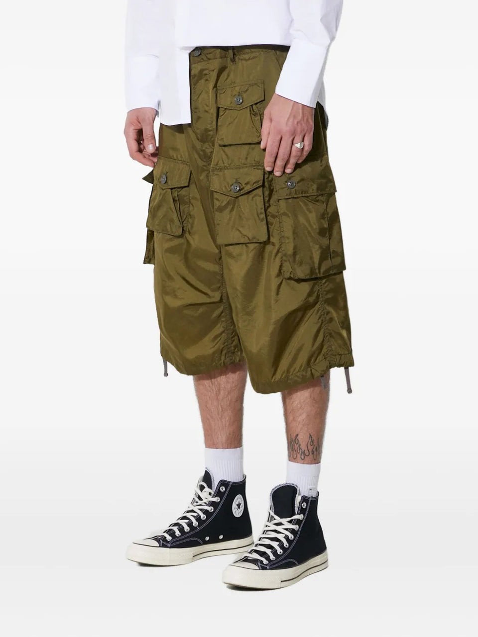 buttoned cargo shorts