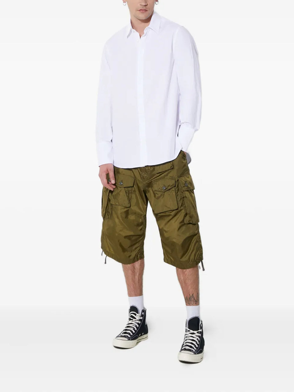 buttoned cargo shorts