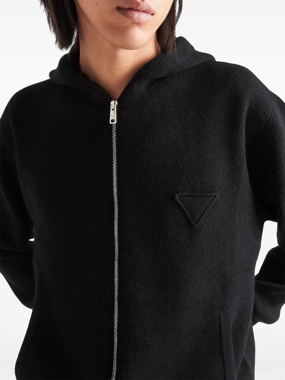 cashmere knitted zip-up Hoodie