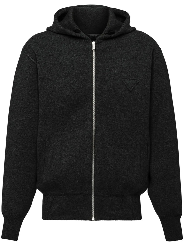 cashmere knitted zip-up Hoodie