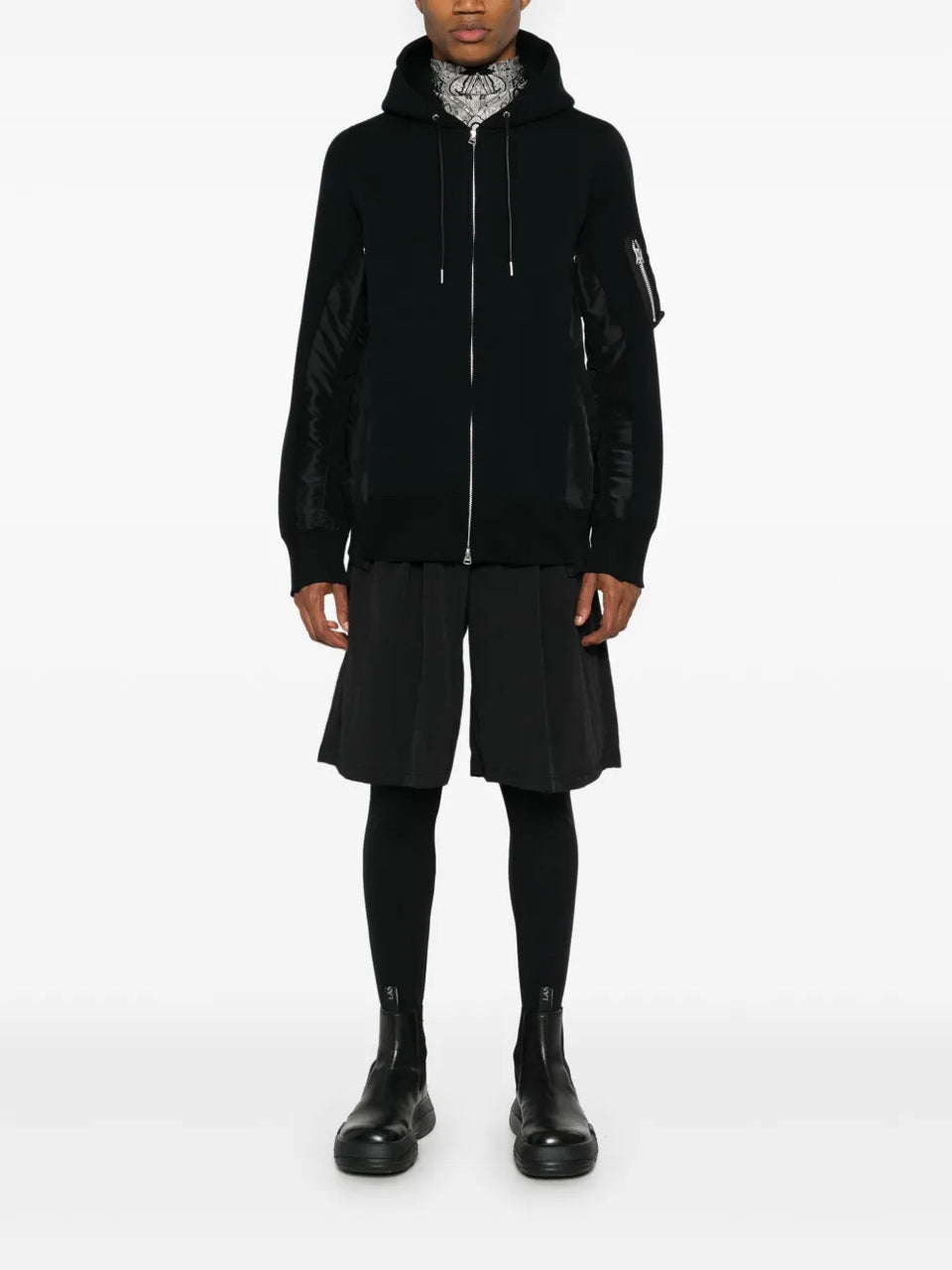 panelled drawstring Hoodie