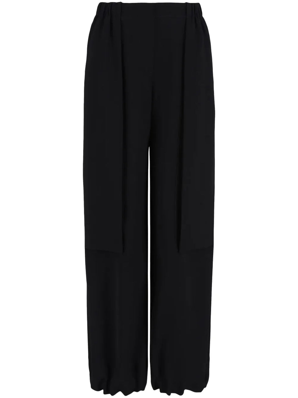elasticated-waistband straight-leg trousers