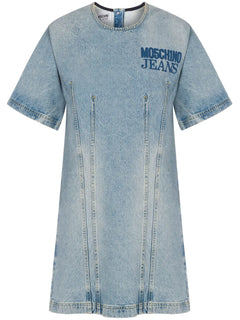 logo print denim dress