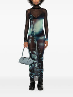 mesh-design dress