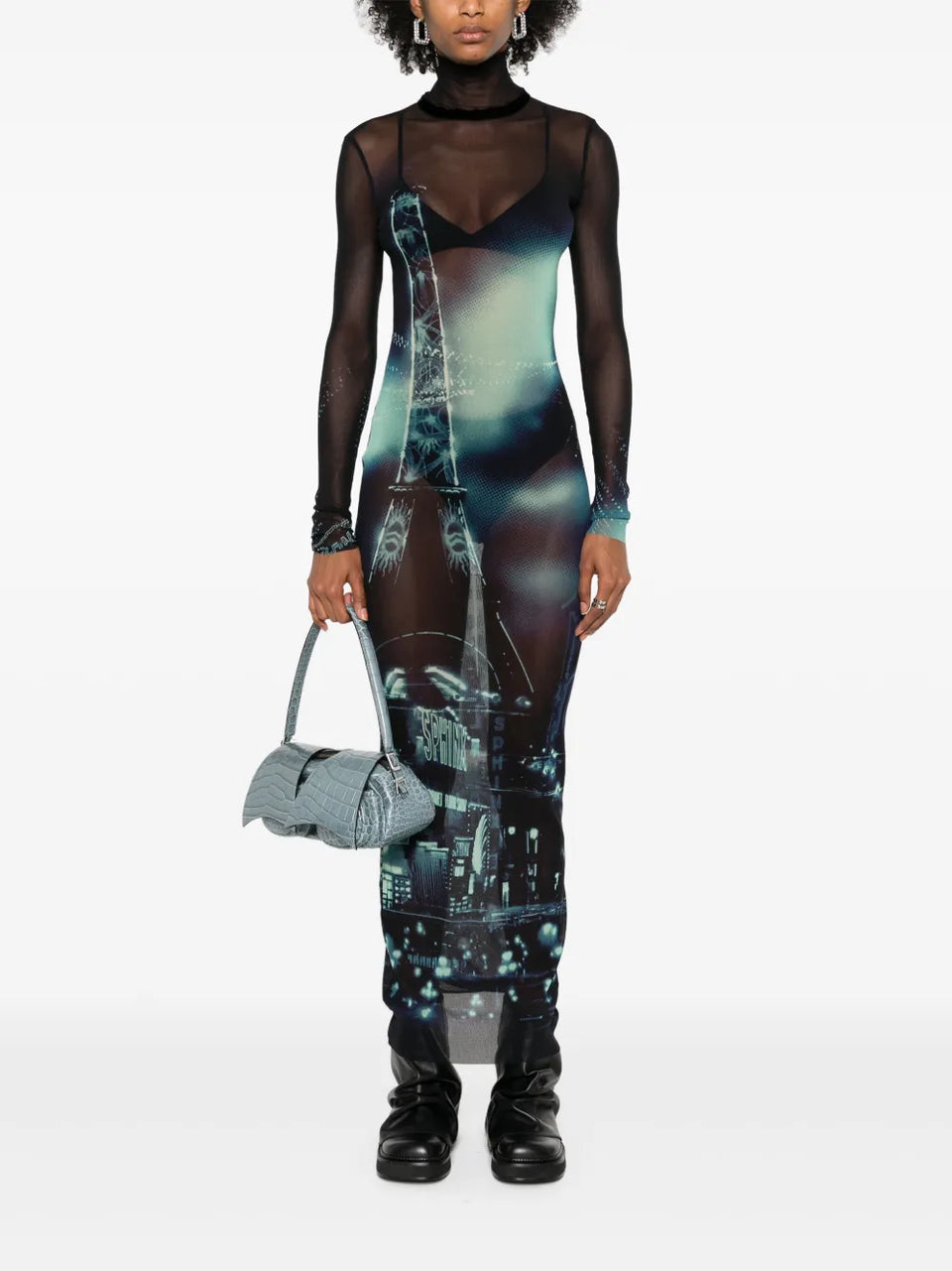 mesh-design dress