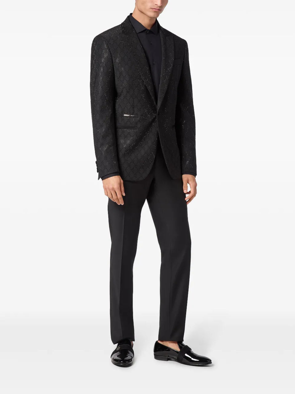 monogram-pattern blazer