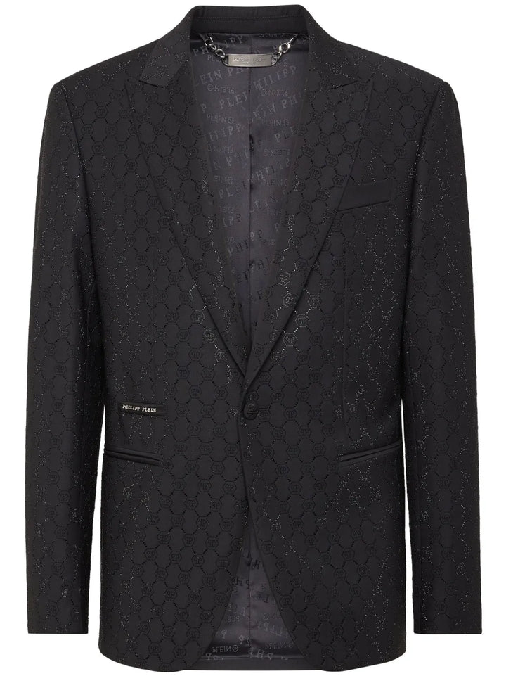 monogram-pattern blazer