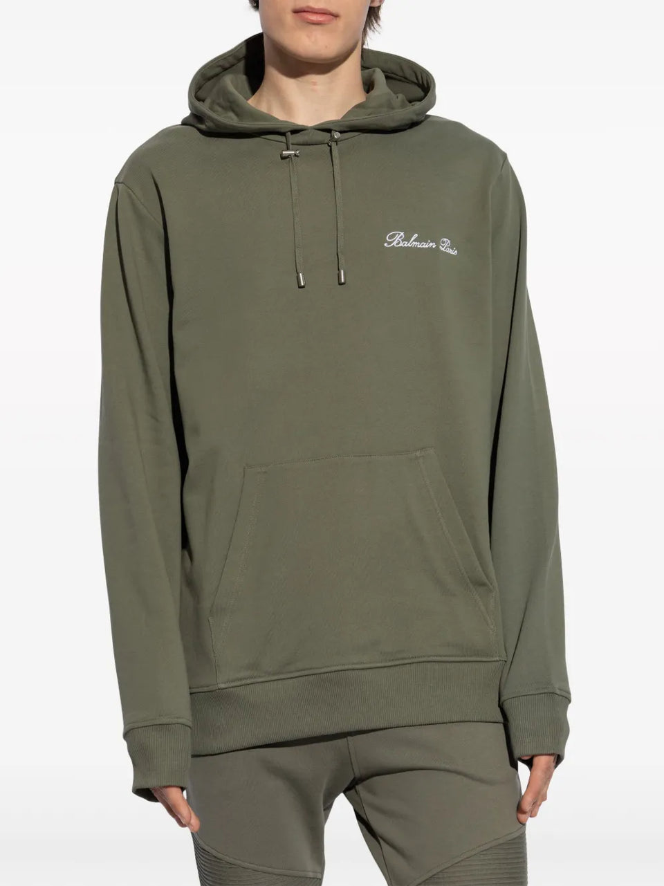 Logo Embroidered Drawstring Hoodie