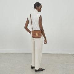 DeMellier The Vancouver tan small grain ecru stitching