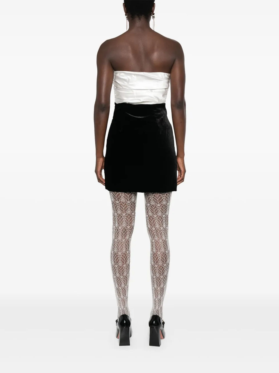 bow-detailed velour mini dress