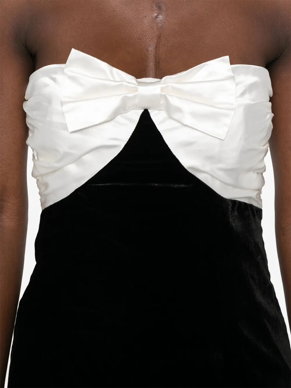 bow-detailed velour mini dress