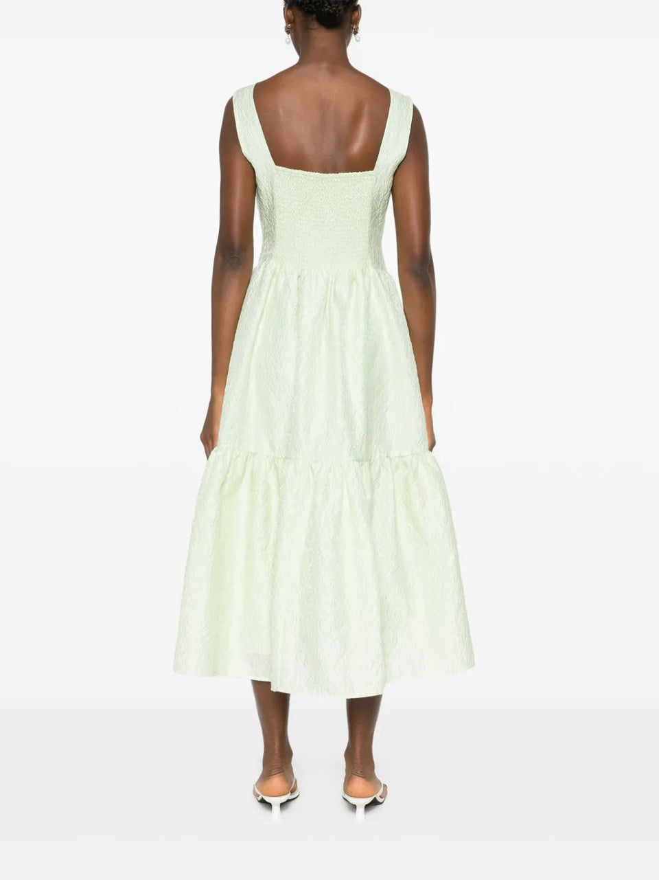 brocade-effect tiered dress