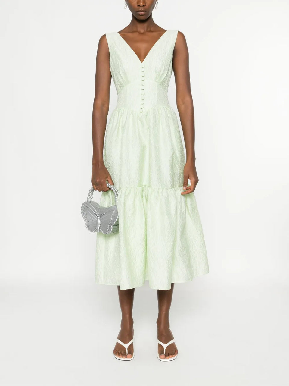 brocade-effect tiered dress