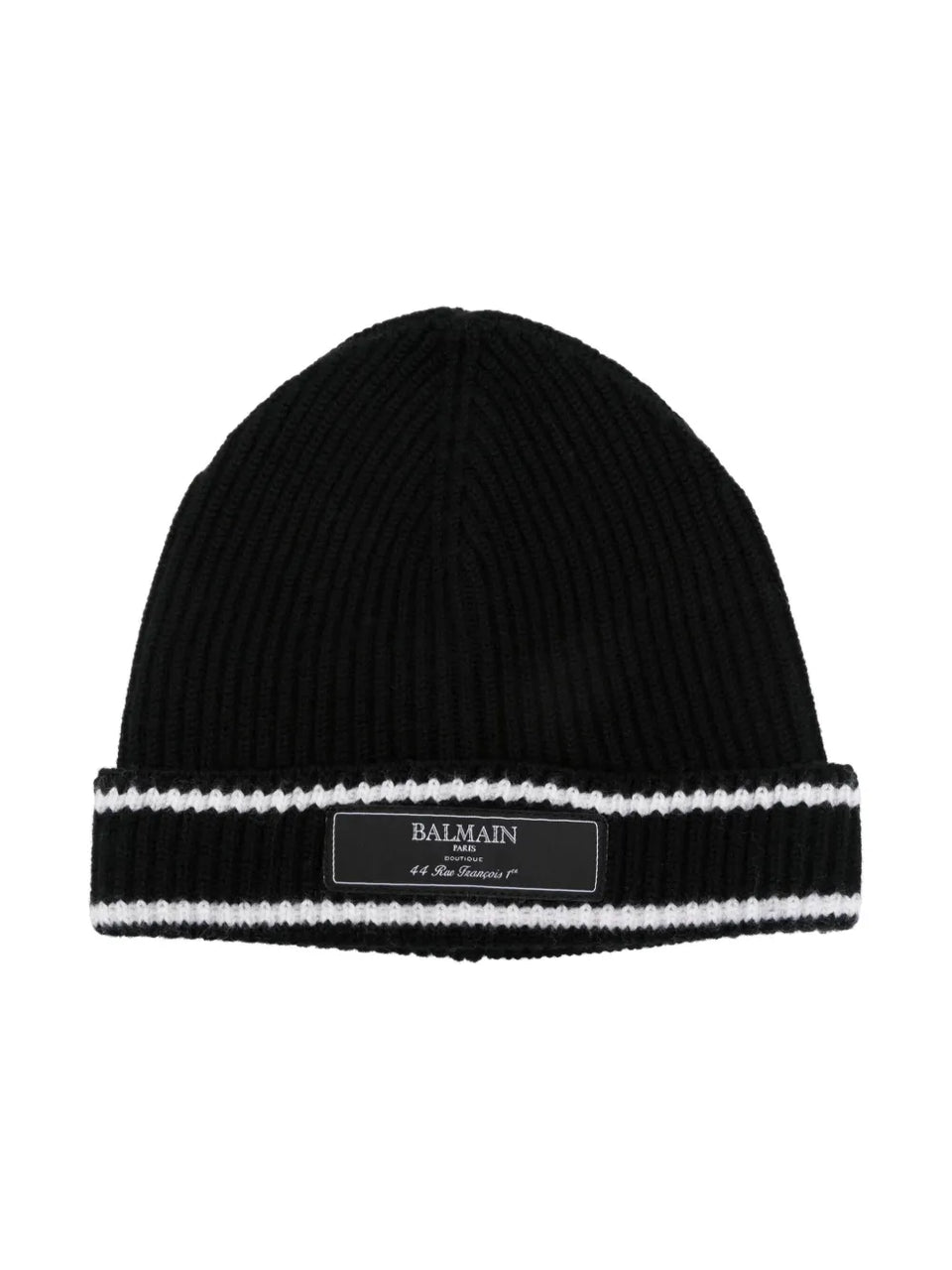 logo-patch ribbed beanie