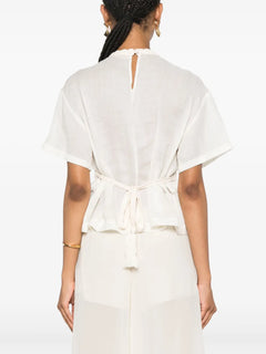 Cari crochet-panelling blouse