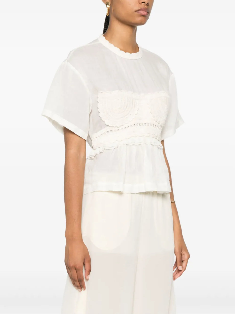 Cari crochet-panelling blouse