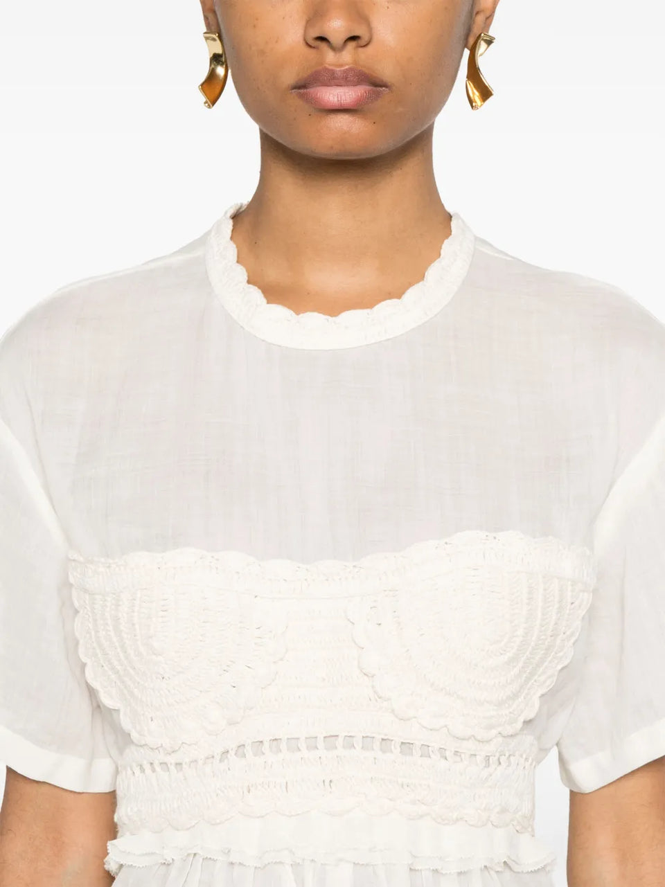 Cari crochet-panelling blouse