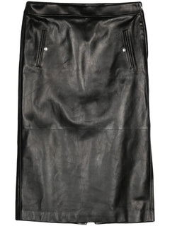 low-rise leather skirt