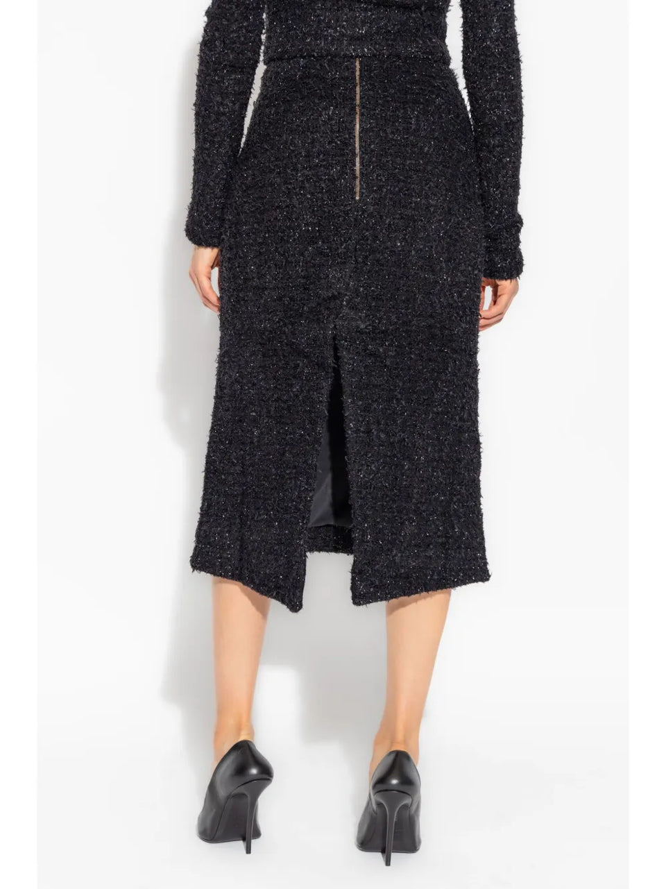 tweed midi skirt