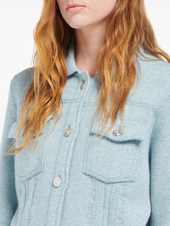 contrast-stitching denim-effect jacket