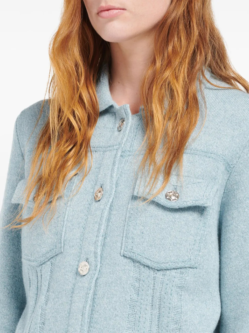 contrast-stitching denim-effect jacket